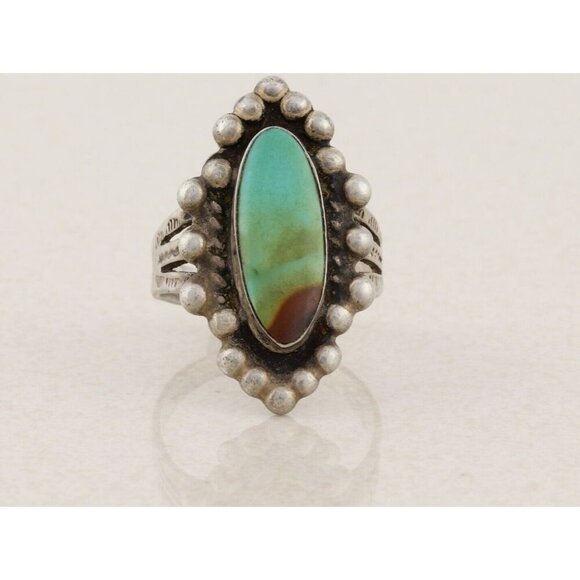 Sterling Silver Natural Turquoise Ring Size 7 3/4 - Picture 3 of 7